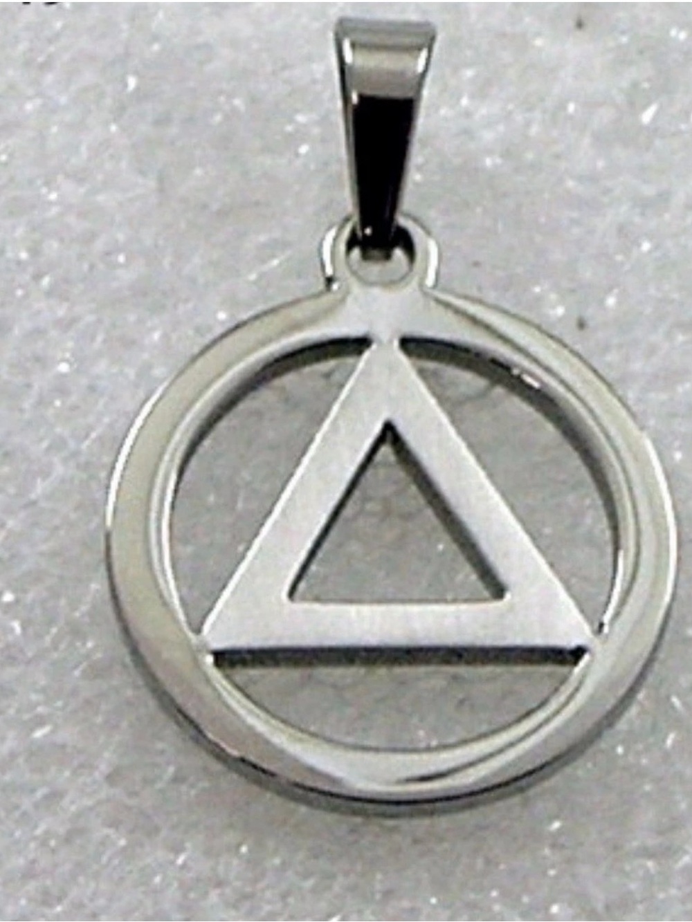 AA Symbol Necklace Stainless Steel Triangle Circle Alcoholics Anonymous